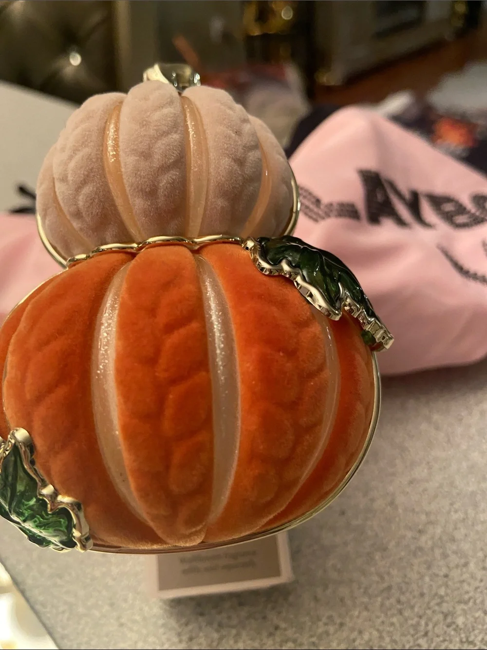Velvet Pumpkin Accent Decor - Orange & Pink -light up wallflower